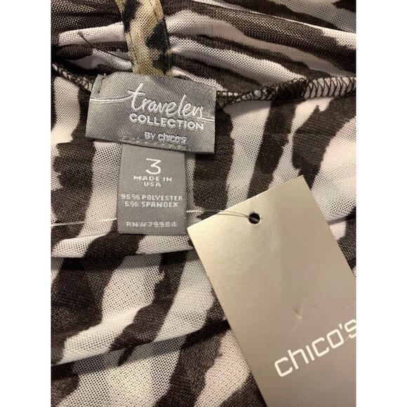 Chicos Travelers Collection Zebra Print Open Front Kimono Cardigan Jacket Size M - Picture 6 of 8